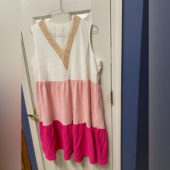 SHEIN VCAY Colorblock Contrast Lace Ruffle Hem Smock Dress 1XL - Picture 4 of 9